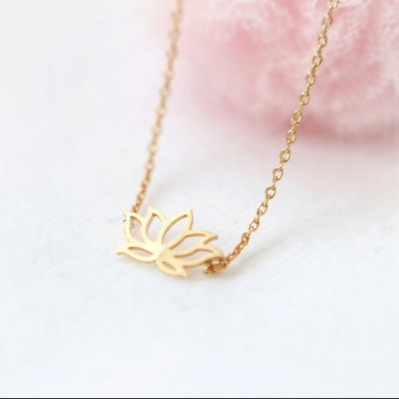 Golden Threads Jewelry - Lotus necklace gold pendant necklace